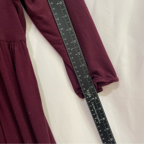 Daisy Fuentes Burgandy Cotton Empire Waist Midi Dress Sz Large - Picture 9 of 9